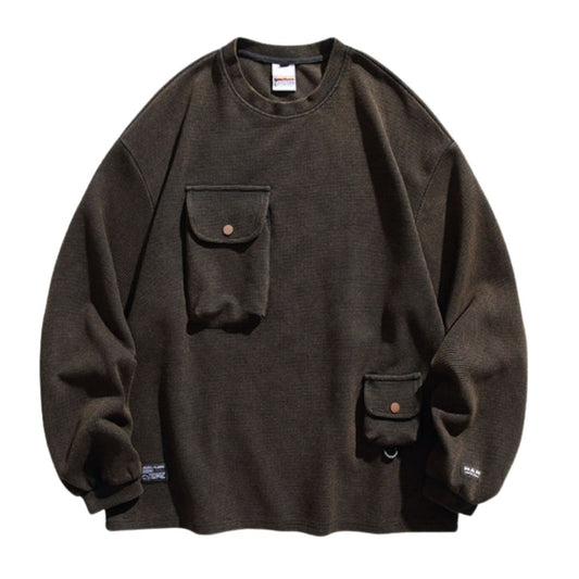 Cozara Pocket Crew Neck Sweatshirt